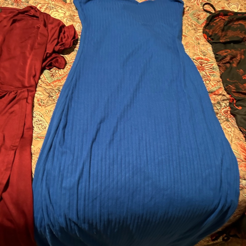 Elegant Blue Strapless Dress